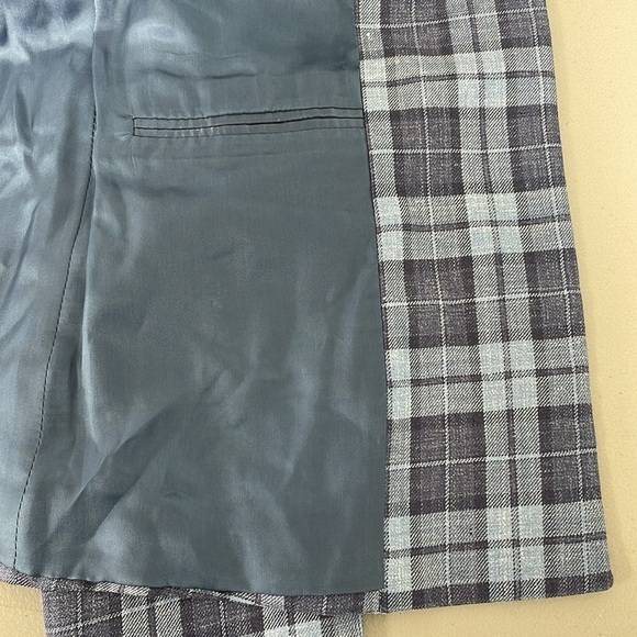 Davide Cenci Blazer Women's 10 Blue Plaid Jacket Button Collar Office Business - Picture 13 of 15